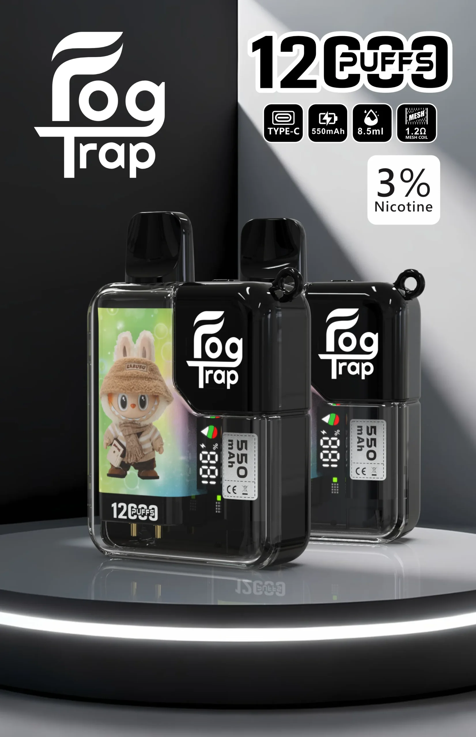 Fog Trap拉布布×蠟筆小新聯名款12000口拋棄式小煙|卡通造型吸睛×耐抽好入口 Fog-trap