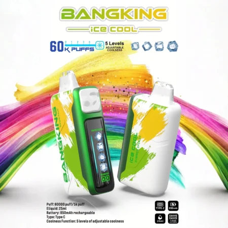 Bang King 60000 拋棄式電子煙｜LED 螢幕顯示 × 五檔冰度調節｜超長續航大容量・多款口味